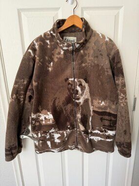 Vintage Men's Kokopelli Fleece Jacket Bear Design Large